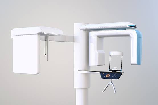 a close-up of a cone beam CT scanner